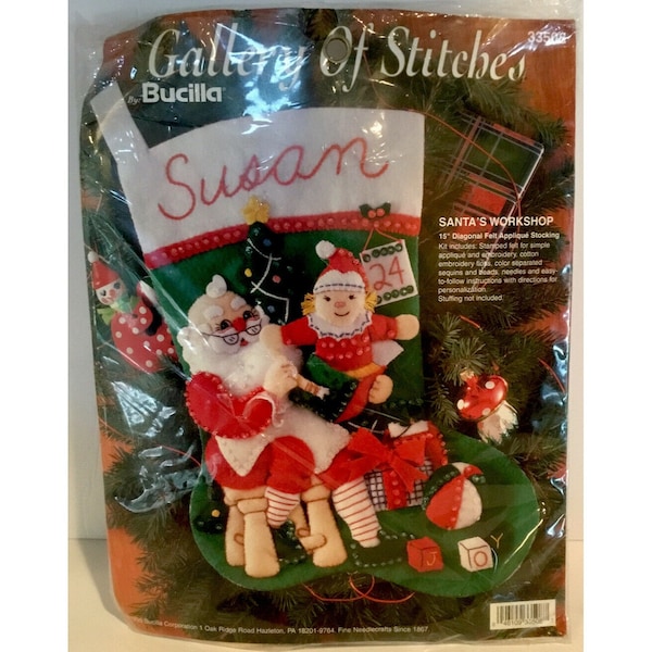 Bucilla Christmas Felt Stocking Kit SANTA'S WORKSHOP 33255 NEW