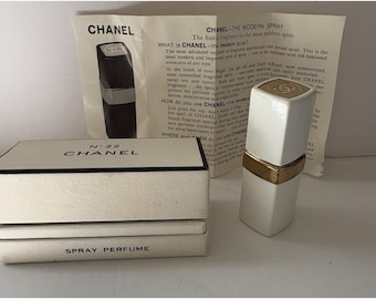 Vintage Chanel No 22 Spray Cologne Bottle - 1.5 Fl Oz White Metal