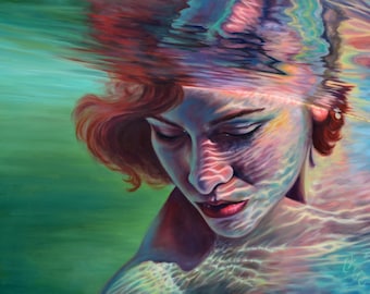 Art Print “Transcendence" 18x24 Underwater Portrait Painting Signed