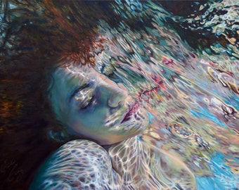 Art Print “Flux" 18x24 Underwater Portrait Painting Signed