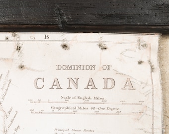 Vintage map of Canada, Alberta and British Columbia, Cool 1900s gift idea