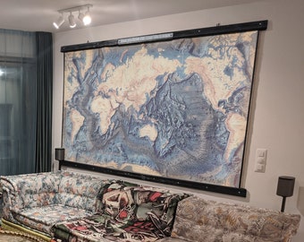 Industrial large luxury Ocean map, Maritime style home, Industrial wall art, Entryway decor, Coastal decor, Navy blue wall art
