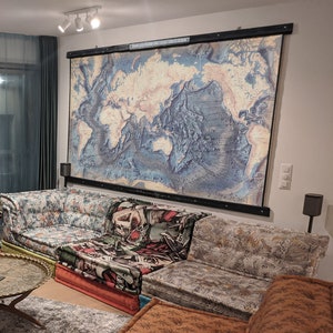 Grande carte de l'océan de luxe industrielle, maison de style maritime, art mural industriel, décoration d'entrée, décoration côtière, art mural bleu marine
