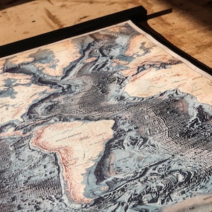 Cadeau d'affaires pour le transport, la logistique, l'expédition ou le camionnage - La carte des océans montre le Pacifique au milieu de la carte du monde - Taille 62 ou 68 pouces