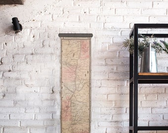 Good looking tall art of Hudson river towns, narrow canvas map for your home office