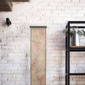 Hermoso y alto cuadro de ciudades del río Hudson, mapa angosto en lienzo para su oficina en casa