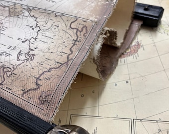 Pirate World Map Canvas: Gothic Skull Decoration, Custom Size