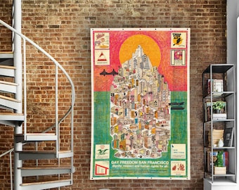 San Francisco LGTB Gay History, detailed vintage poster, Super large sizes or custom projects, Amazing gay man or gay woman gift