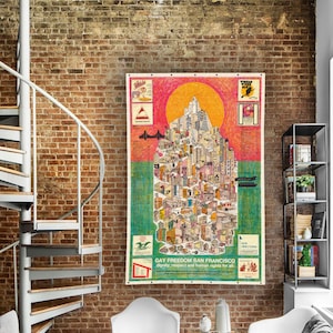 San Francisco LGTB Gay History, detailed vintage poster, Super large sizes or custom projects, Amazing gay man or gay woman gift