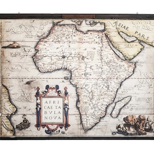 Africa wall art, Old map 1580, African decor living room, For African style home,  Gift for an African family