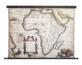 Africa wall art, Old map 1580, African decor living room, For African style home,  Gift for an African family