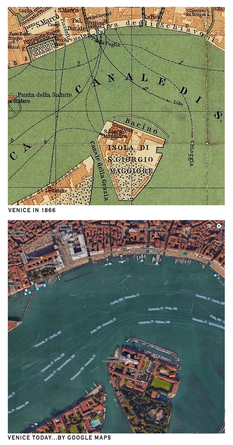 Stadtplan Venedig 1866 Italien Tuch Leinwand italienische | Etsy