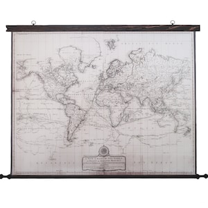 Neutrale kleurenkaart, Oude wereld 1800, Canvas wanddecor, 152x100 cm, 60''x44'', Bruin antiek decor, Ingelijste antieke kaart