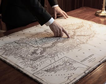 Hanging map showing Porto Rico, vintage style.