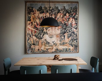 Unicorn is found wall art on canvas, Exclusive medieval tapestry in size 43''x42'' / 110x107cm