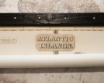 Nice vintage map of Atlantic islands, Canary islands art or Portugal wall decoration