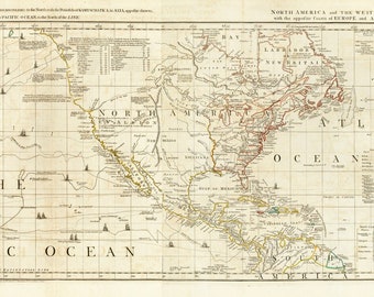 Horizontal US map, Chart containing the Coasts of California,New Albion,Russian Discoveries to the North,  with the Peninsula of Kamtschatka