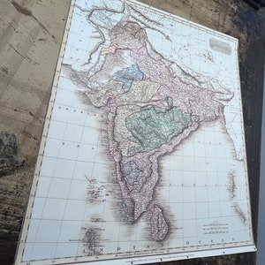 Alte Landkarte von Indien, Hindustan, Malediven, Andamanen, Nikobaren, Lakkadiven, Bombay, Neu-Delhi, Cashmir, Tibet, Ceylon, Sri Lanka, Burma, Pakistan