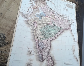Canvas Old map of India, Hindustan, Maldive, Andaman, Nicobar, Laccadive, Bombay, Delhi, Cashmir, Tibet, Ceylon Sri Lanka, Burma, Pakistan