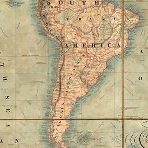 Large Antique World Map Canvas, Victorian Style Wall Art, Vintage Decor, 96 x 57 Inches image 16