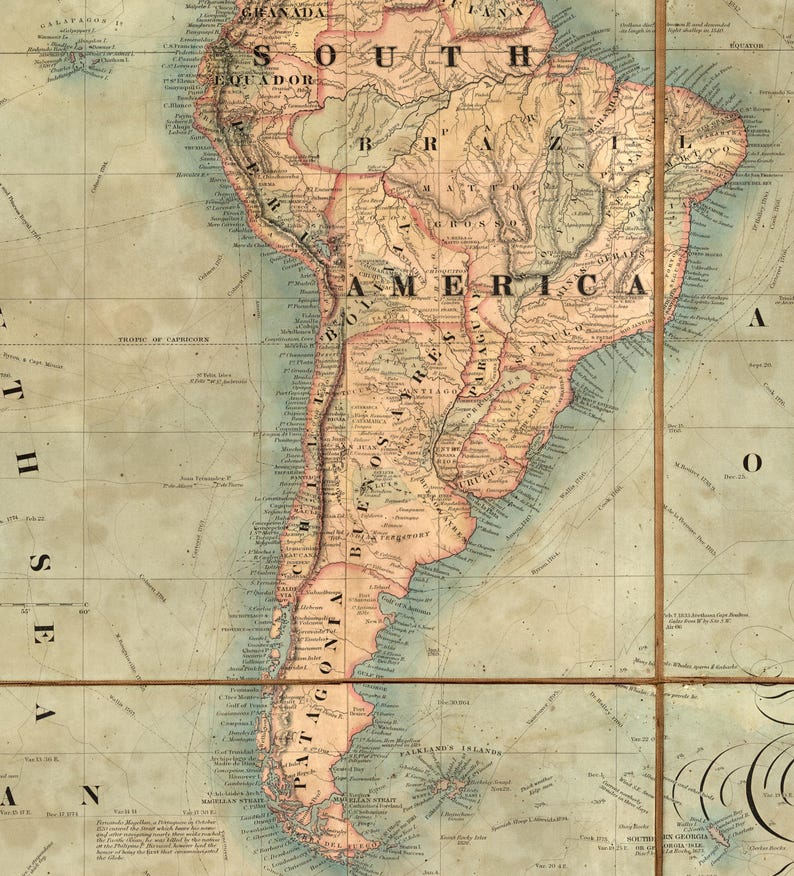 Large Antique World Map Canvas, Victorian Style Wall Art, Vintage Decor, 96 x 57 Inches image 16
