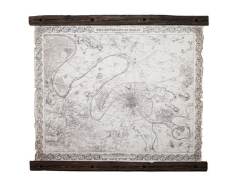 Paris chart, Grand old map of Paris, French style decor, Luxury french home, Old barn wood ladder, Map of France, French antiques