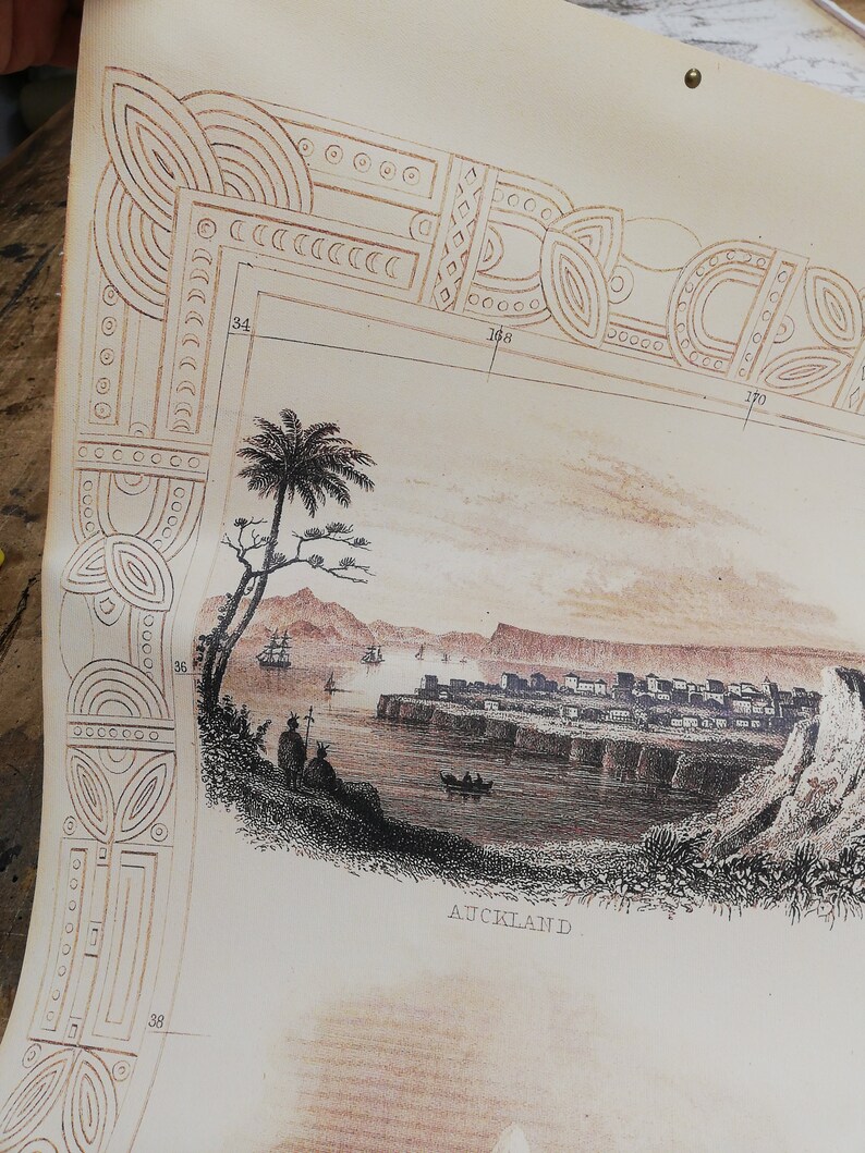 Maori Home Decor New Zealand Map 1800 on Cotton Canvas Etsy