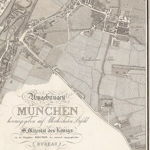 Munich map print, dated 1812 German map, cotton canvas material, Bavaria capital,