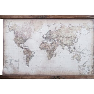Arte mural del mundo moderno y elegante, madera de nogal y lienzo de algodón, mapa 2024, Regalo para el día de San Valentín, No todos los que deambulan están perdidos