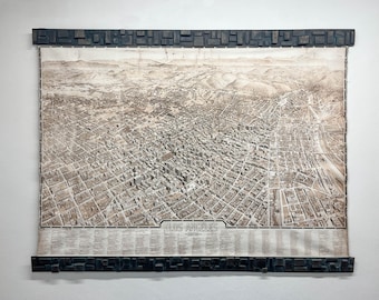 Fine Art of Los Angeles Map, Exclusive cast bronze frame, Loft style decor, Metal art, City plan of LA, Crypto payments accepted