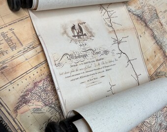 Classy wall decoration, Fine, vertical map of Mississippi in 1837, Minneapolis wall art