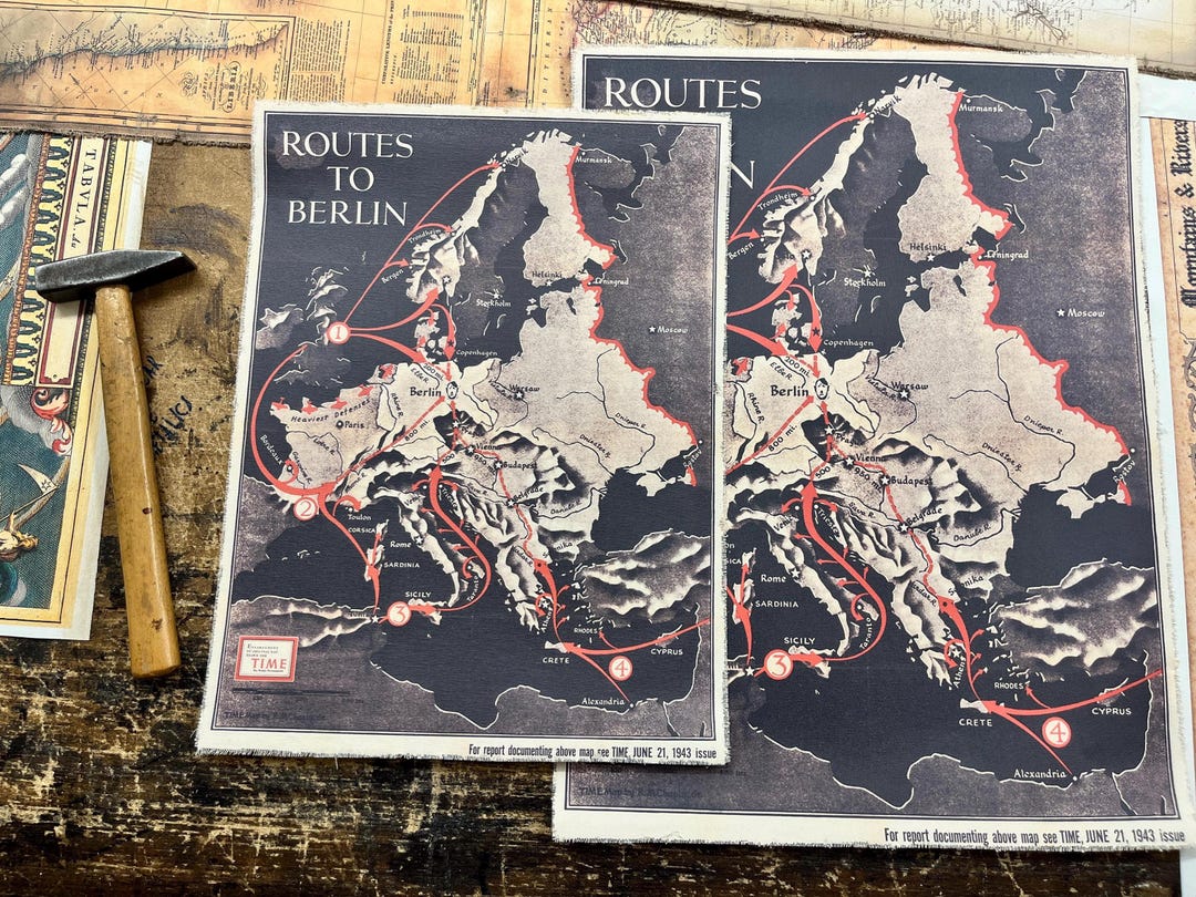 Routes to Berlin 1943 Map: WW2 Time Magazine Canvas Print - Etsy