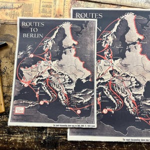 Routes to Berlin 1943, WW2 Zeitkarte mit den Verbündeten, die die Route planen zum Ende der Tage von Kreml, WW1