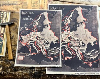 Routes to Berlin 1943, WW2 Time map showing allies planning routes to end days of Hitler, WW1