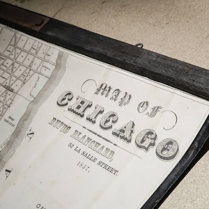 Old plan of Chicago, Illinois, showing Lake Michigan, Very nice birthday gift