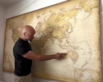 Super large canvas world map, ready to hang map, conversation starter