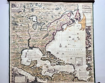 Green, Classy Popple's Map of British Empire in America 1733,  Colonial style wall decor