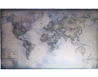 Blue world map, English labeled modern world 2025, Best travel map
