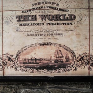 Large Antique World Map Canvas, Victorian Style Wall Art, Vintage Decor, 96 x 57 Inches image 11