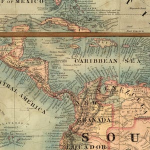 Large Antique World Map Canvas, Victorian Style Wall Art, Vintage Decor, 96 x 57 Inches image 17