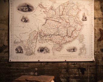 Antique China Map Gift: 1850 Political Wall Art
