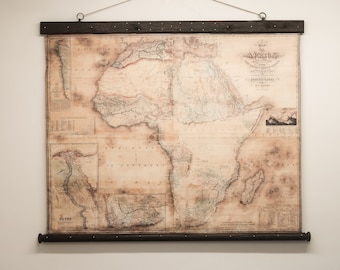 African wall art, old map for African themed room, South African Republic