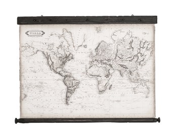 Gift world map off-white color, World 1800, 35'' x 25'', Zmaps, Small wall art for little wall space, for little room