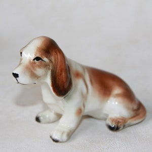 Vintage  Hound Dog Figurine - Basset Hound - Japan Porcelain Dog Figurine - Dog Lover Gift
