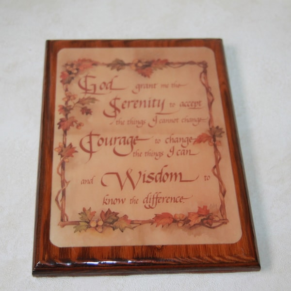 Serenity Prayer Wall Plaque - Wood Wall Hanging - Decoupage Wooden Wall Art