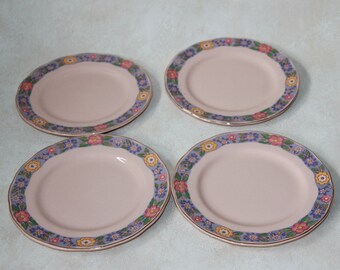 Side Plates / Bread & Butter Plates  Set of Four - Grindley Rainbow Peach Petal