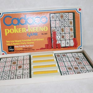 Vintage 1971 Cadaco Poker Keeno Game - Jeu de cartes de bingo pour s'amuser en famille