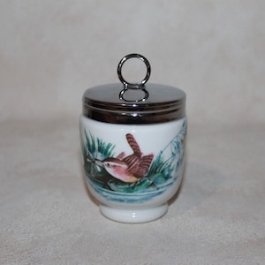 Royal Worcester Double / King Porcelain Egg Coddler - Jenny Wren&#39;s Bird Pattern