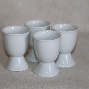 White Porcelain Egg Cups - Set of Four - Easter Décor Egg Holders