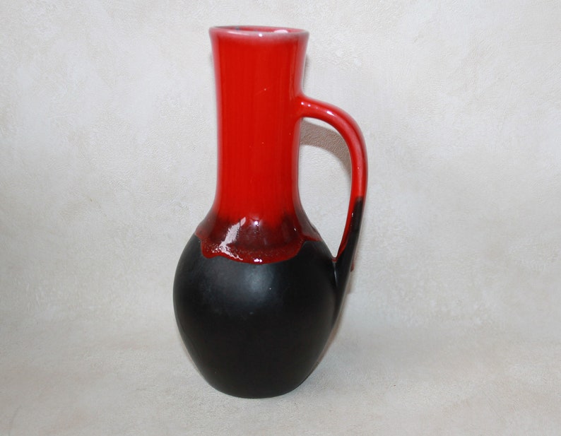 Canadian Pottery Jug Vase Black and Red Pottery image 3